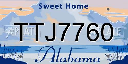 TTJ7760 Alabama License Plate