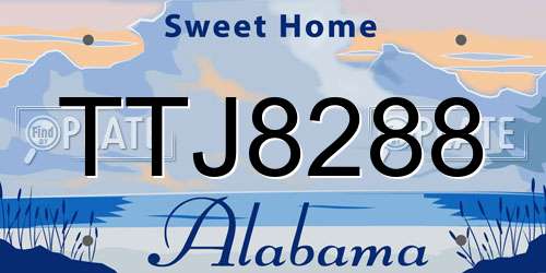 TTJ8288 Alabama License Plate