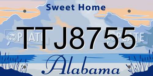 TTJ8755 Alabama License Plate