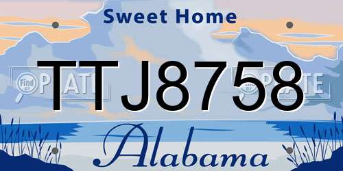 TTJ8758 Alabama License Plate