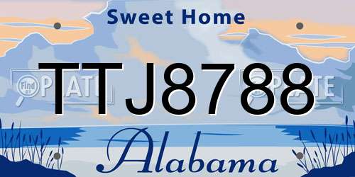 TTJ8788 Alabama License Plate