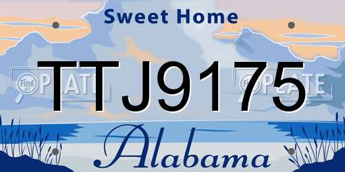 TTJ9175 Alabama License Plate