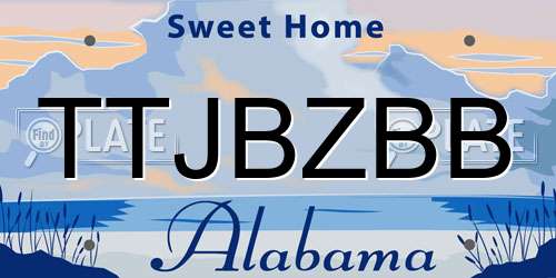 TTJBZBB Alabama License Plate