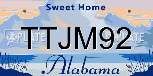 TTJM92 Alabama License Plate