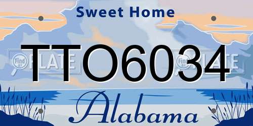 TTO6034 Alabama License Plate