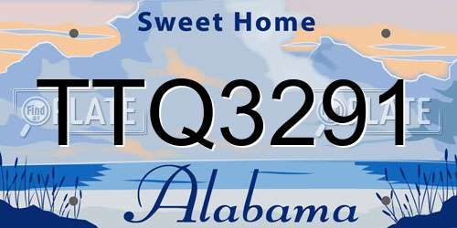 TTQ3291 Alabama License Plate