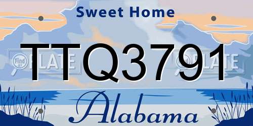 TTQ3791 Alabama License Plate