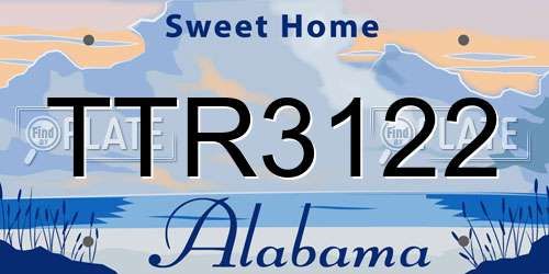 TTR3122 Alabama License Plate
