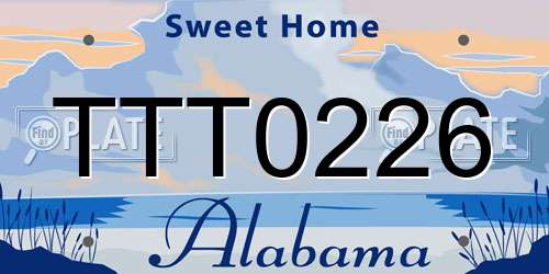 TTT0226 Alabama License Plate