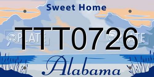 TTT0726 Alabama License Plate