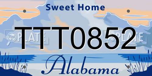 TTT0852 Alabama License Plate