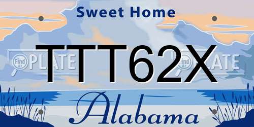 TTT62X Alabama License Plate