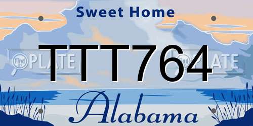 TTT764 Alabama License Plate