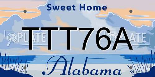 TTT76A Alabama License Plate