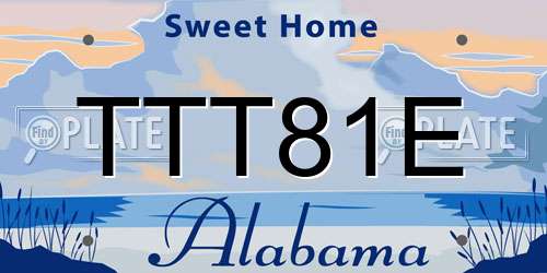 TTT81E Alabama License Plate