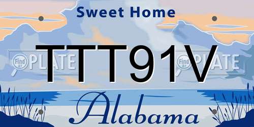 TTT91V Alabama License Plate