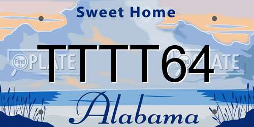 TTTT64 Alabama License Plate
