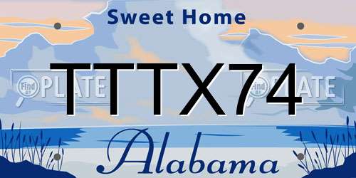 TTTX74 Alabama License Plate