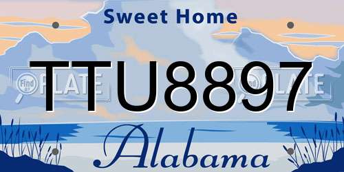 TTU8897 Alabama License Plate