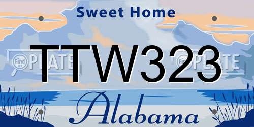TTW323 Alabama License Plate