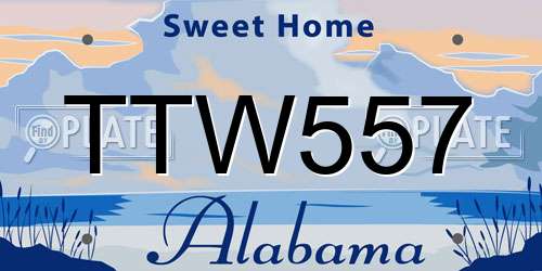TTW557 Alabama License Plate