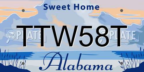 TTW58T Alabama License Plate