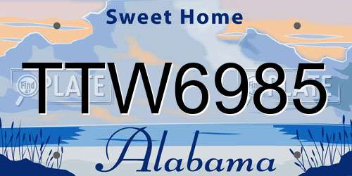 TTW6985 Alabama License Plate