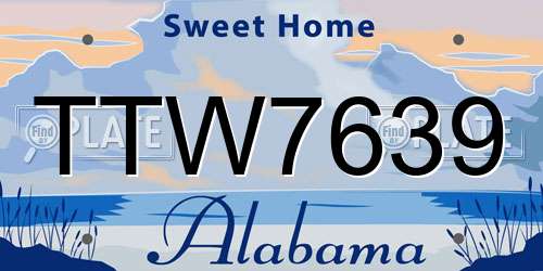 TTW7639 Alabama License Plate