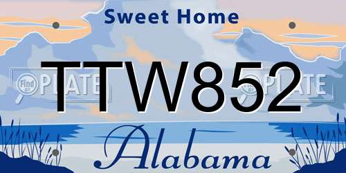 TTW852 Alabama License Plate