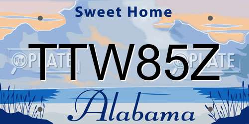 TTW85Z Alabama License Plate