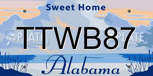 TTWB87 Alabama License Plate