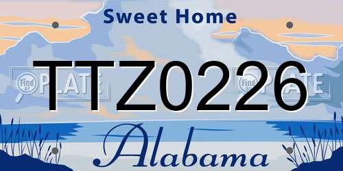 TTZ0226 Alabama License Plate