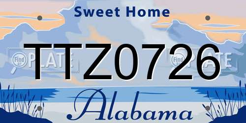 TTZ0726 Alabama License Plate