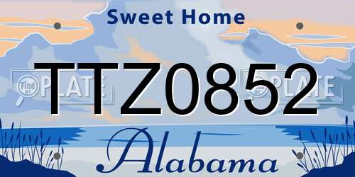 TTZ0852 Alabama License Plate