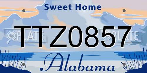 TTZ0857 Alabama License Plate