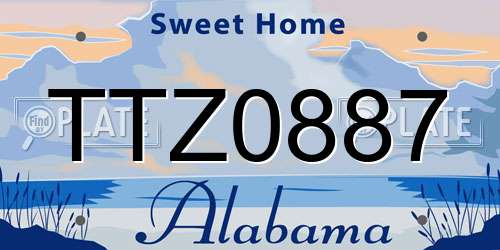 TTZ0887 Alabama License Plate