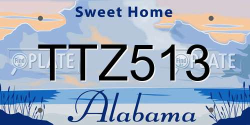 TTZ513 Alabama License Plate