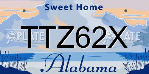 TTZ62X Alabama License Plate