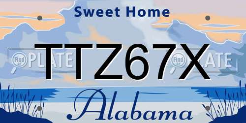TTZ67X Alabama License Plate