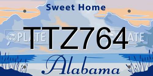 TTZ764 Alabama License Plate