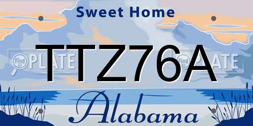 TTZ76A Alabama License Plate