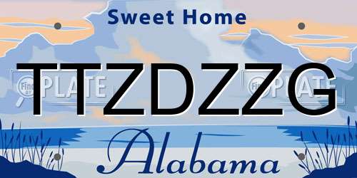 TTZDZZG Alabama License Plate