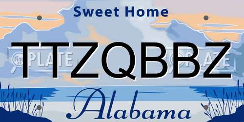TTZQBBZ Alabama License Plate