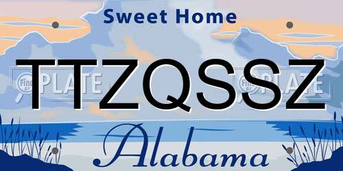 TTZQSSZ Alabama License Plate