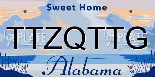 TTZQTTG Alabama License Plate
