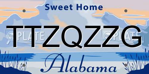 TTZQZZG Alabama License Plate