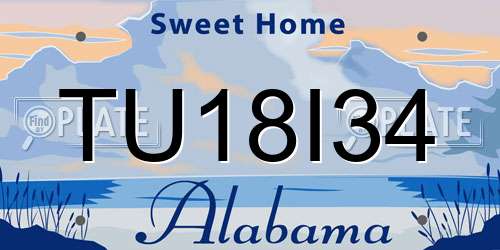 TU18I34 Alabama License Plate