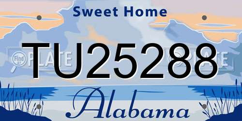 TU25288 Alabama License Plate