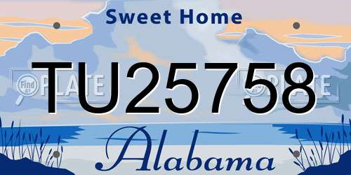 TU25758 Alabama License Plate
