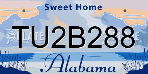 TU2B288 Alabama License Plate